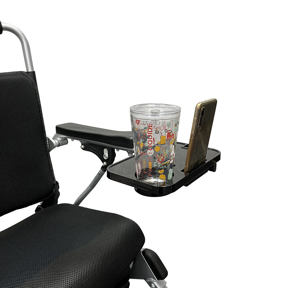 KSM-DT01 Rolstoeltje Lap Tray Table Afneembare Plastic Steel Rolstoeltje Tray Table met Cup Holder Draagbare Bed Dinner Tray