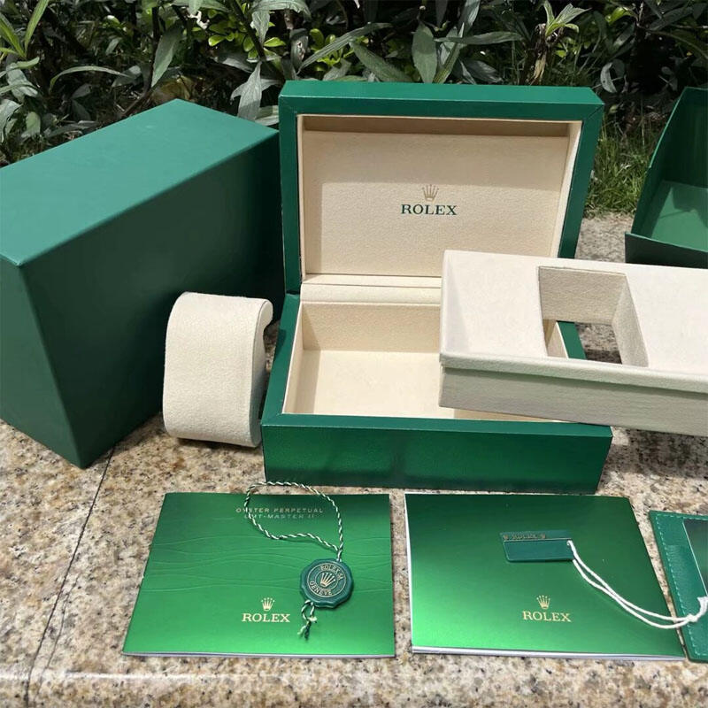 Lukuisa roosan kultainen kvartsikello miehille, klassinen harmaa näyttö, täysi Rolex-pakkaus sisältyy