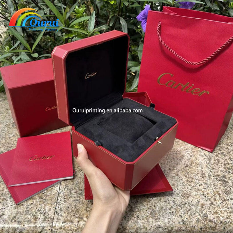 Luksuzni crveni kožni Cartier sat, Flip-Top Oktagonalni sat