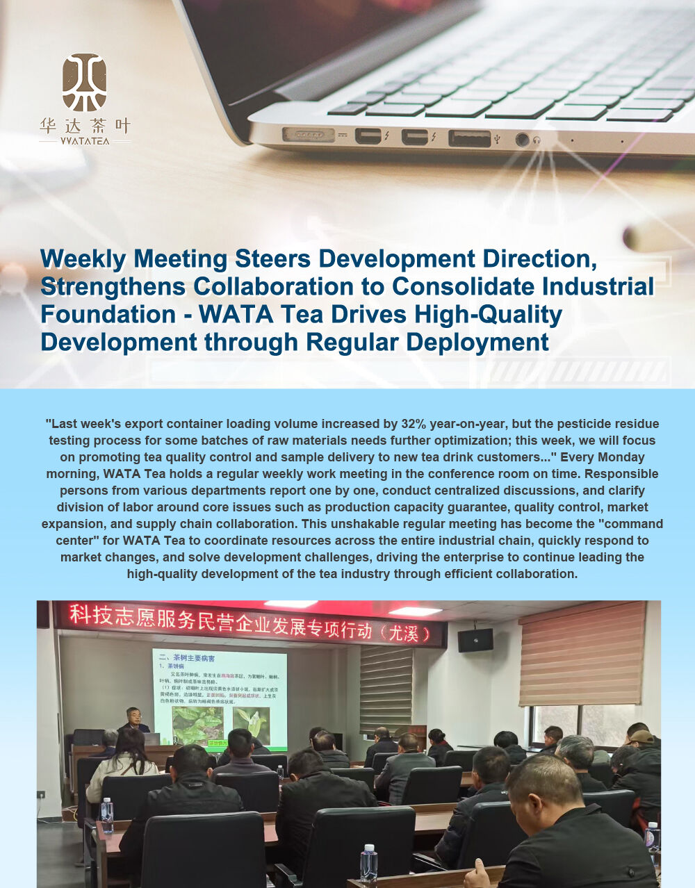 Weekly Meeting Steers Development Direction, Strengthens Collaboration to Consolidate Industrial Foundation - WATA Tea Drives High-Quality Development through Regular Deployment