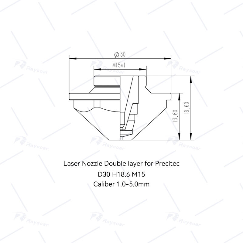 Laser Cutting Nozzle D30*H18.6*M15mm for Precitec