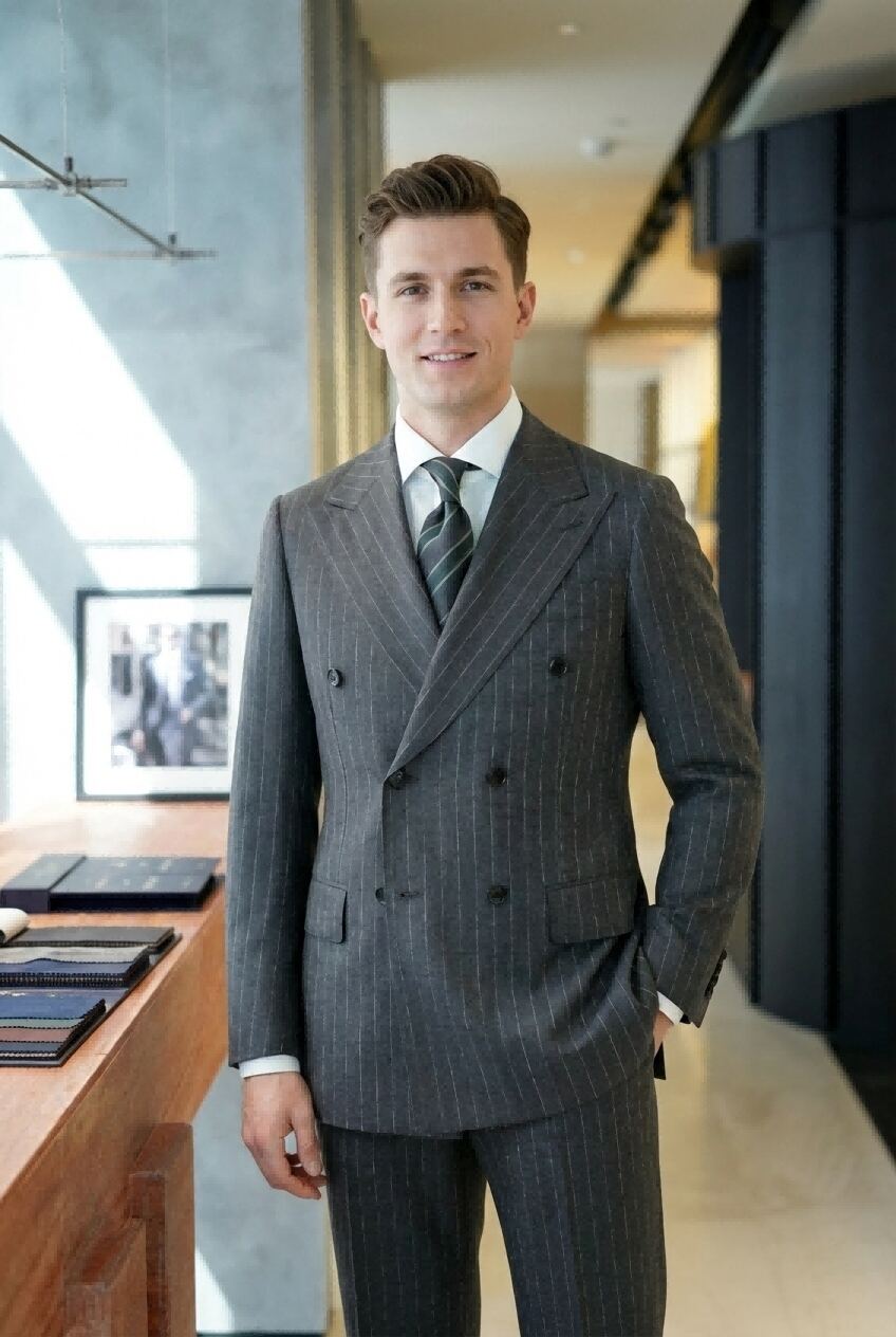  The Executive Pinstripe Suit | Grey & White