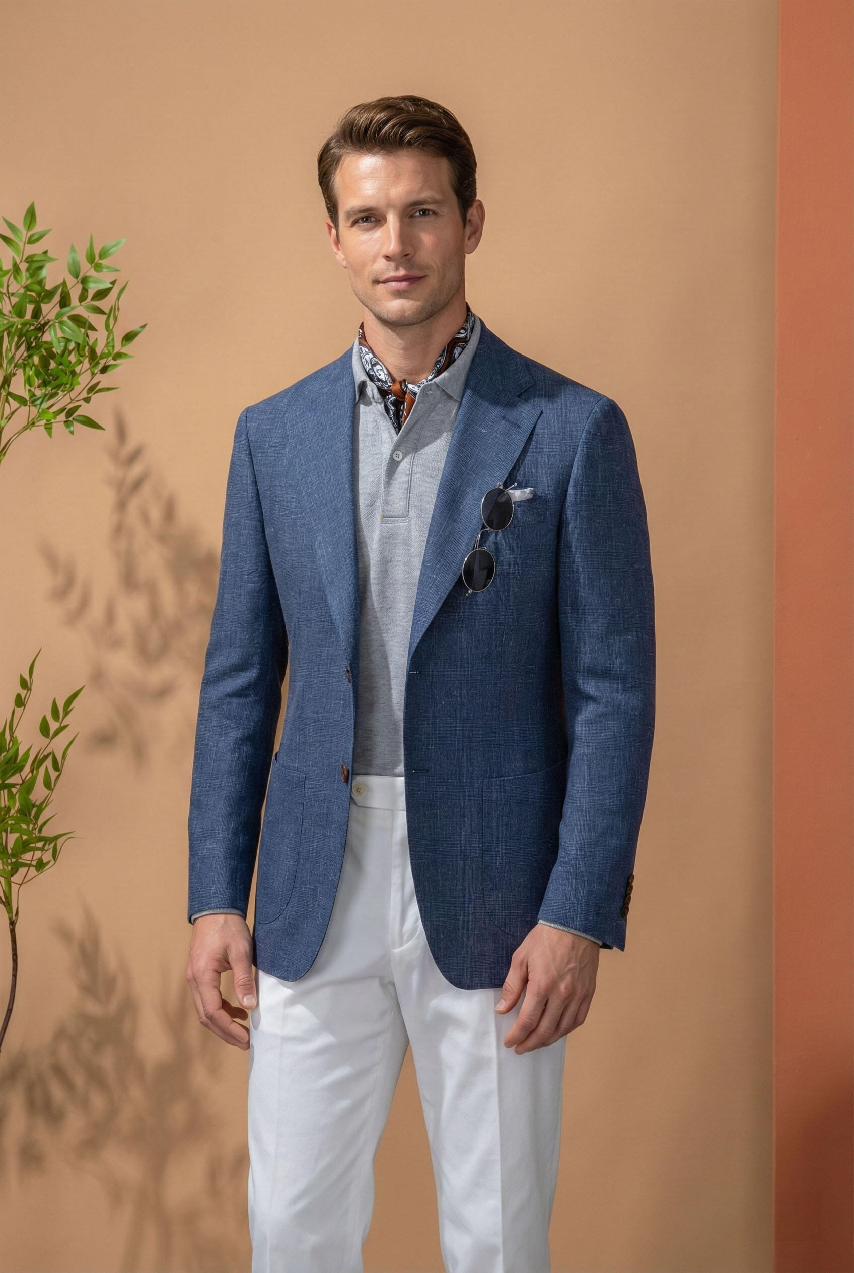 The Riviera Textured Navy Blazer | Mélange Weave