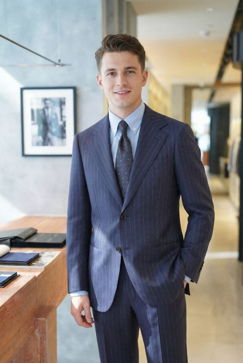 The Executive Pinstripe Suit | Navy & White