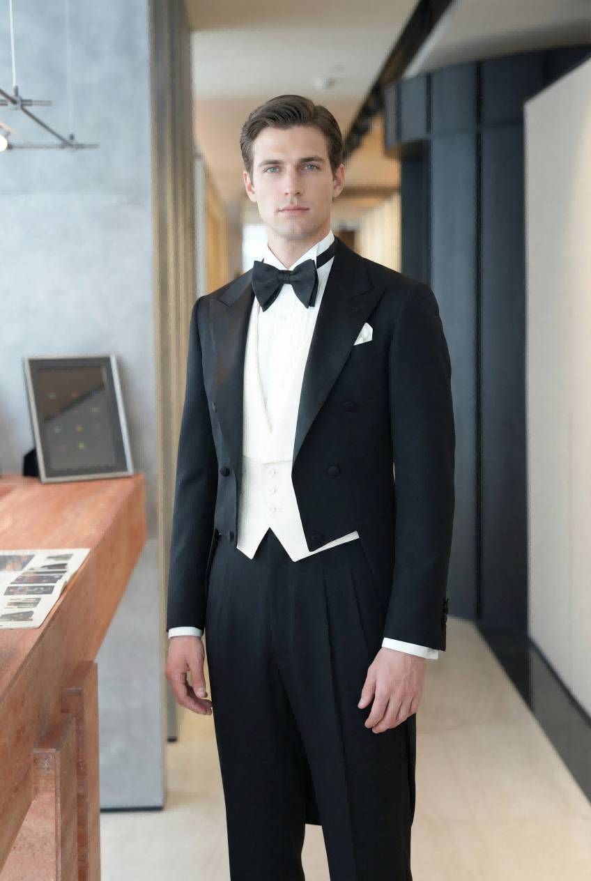 The Midnight Gala Tailcoat | Satin Peak Lapel