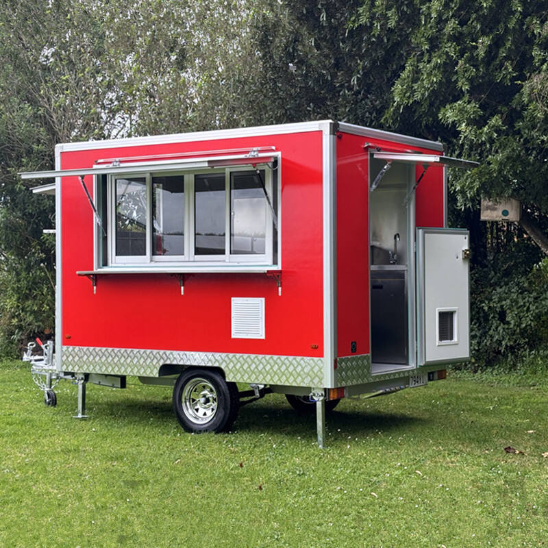 8 x 20 Foot Reboque de Alimentos Vermelho Com Ventilador de Fumaça à Venda Equipamento Completo de Cozinha