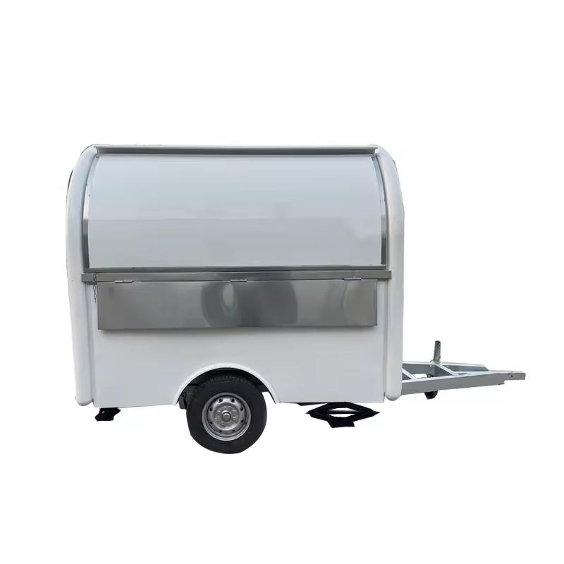 Vente chaude Fast Food Cart Remorque alimentaire entièrement équipée Camion de nourriture mobile rond pour crème glacée à vendre