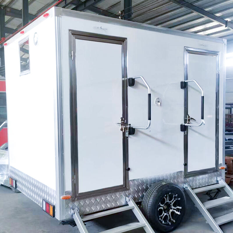 9 ft 2 Stalls Portable Washroom Trailers For Sale Manufacturers With DOT Certificate