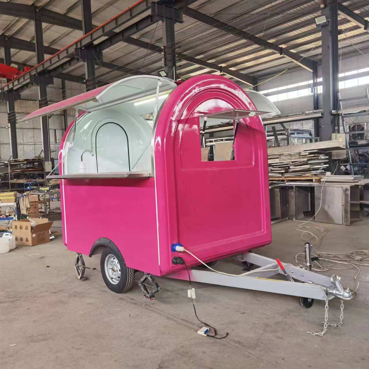 Camion de restauration mobile rond avec équipement de cuisine complet pour café