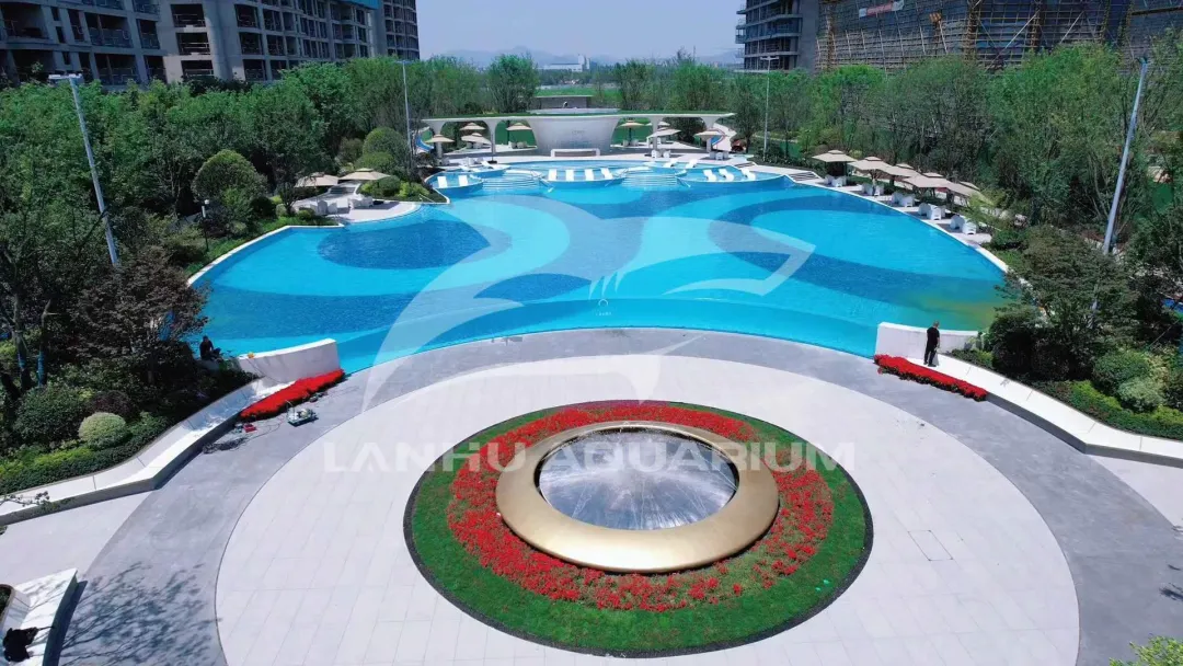 [Lanhu Aquarium Engineering-projekt] Super Resort-stil | Shaoxing Jinchang 360-graders kurvet akryl swimmingpool færdiggjort.