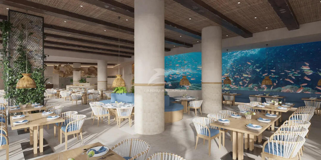 [Lanhu Aquarium Engineering Project] Dôkladný a podrobný výskum v akrylovej priemyselnosti, projekty do zahraničia pomáhajú zahraničným reštauráciám posilniť oceánske ekosystémy.