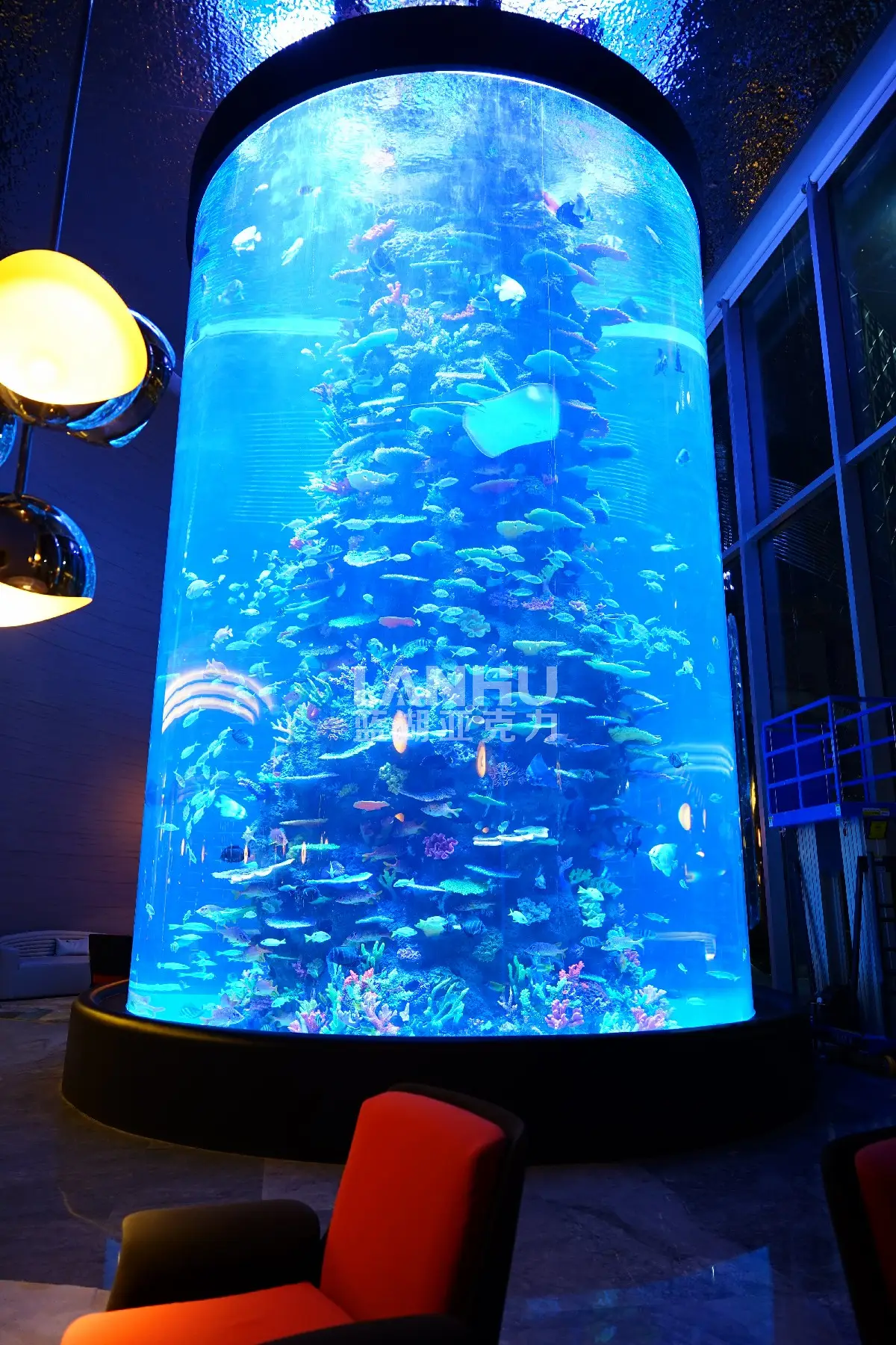 What size can a cylindrical acrylic aquarium be made?