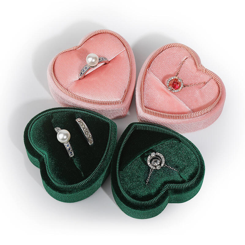 Wholesale Heart-shaped Velvet Jewelry Box for Ring and Necklace JB-V12