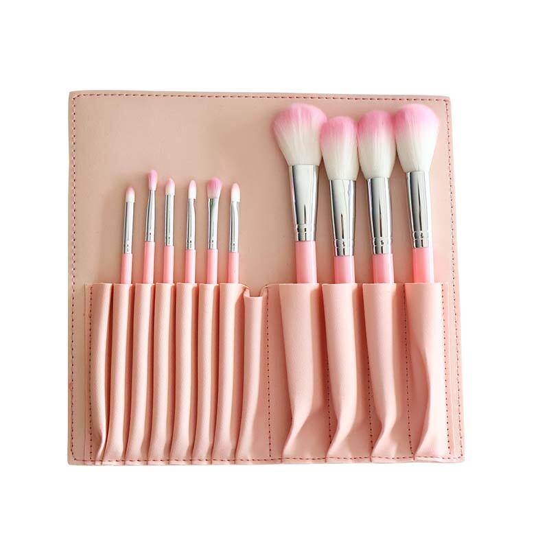 Lot de 10 pinceaux de maquillage roses