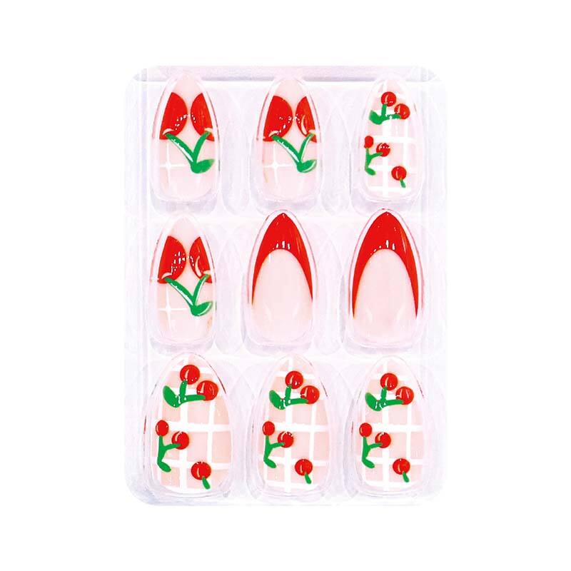 Cherry Design False Nail Tips