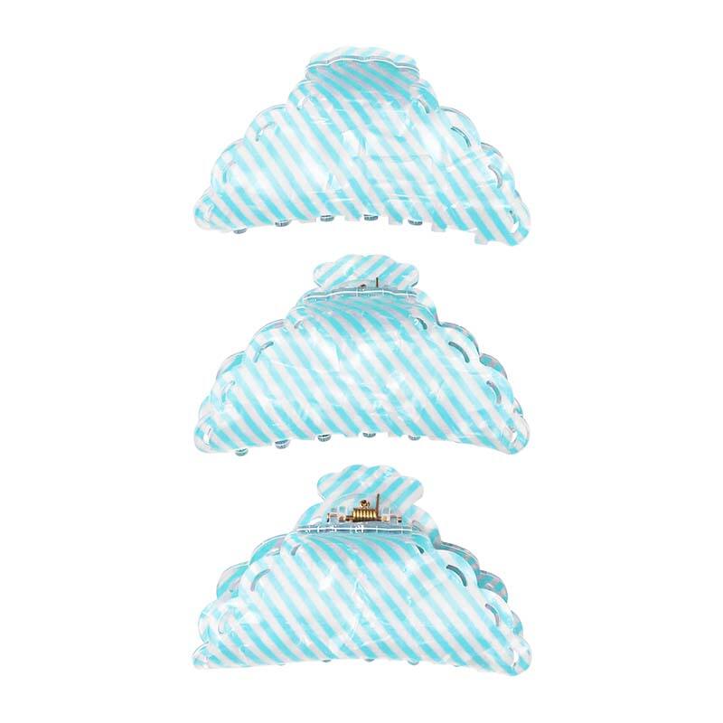 Cloud Shape White Green Stripe Hair Clip