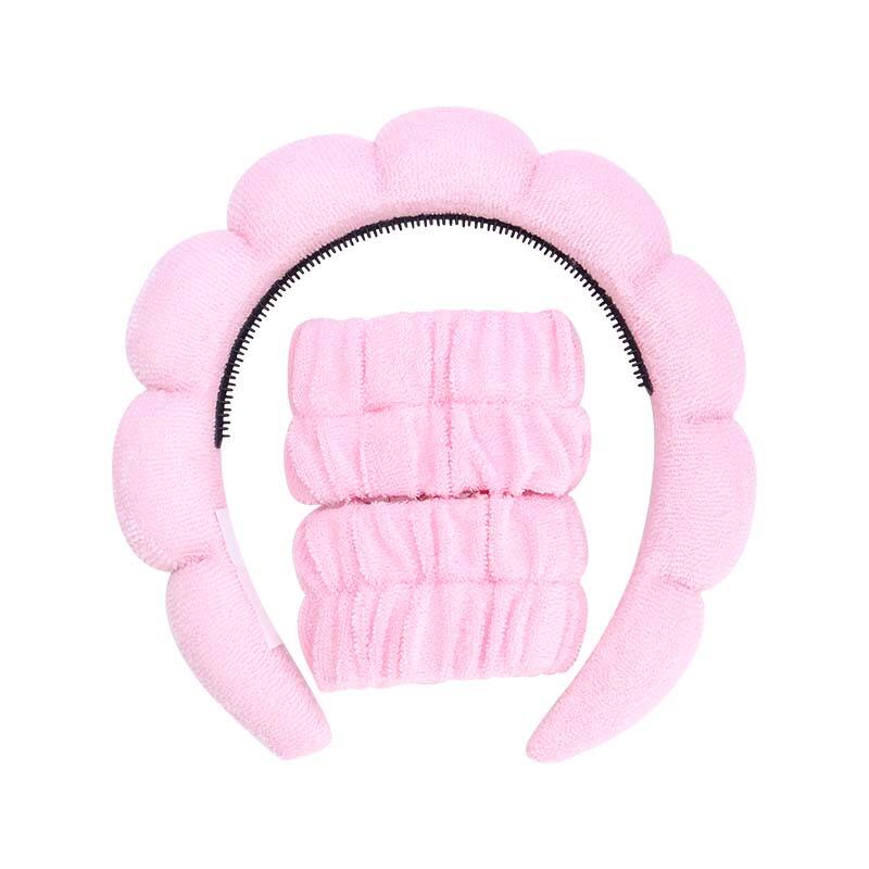  Pink Spa Headband with Slip Strips and Wrtstbands Set