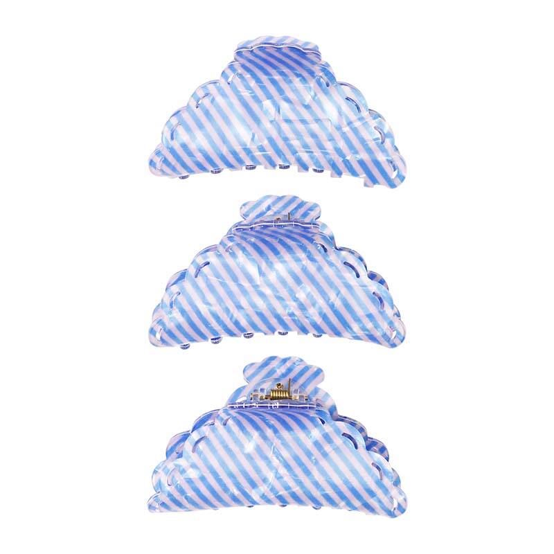 Cloud Shape White Blue Stripe Hair Clip