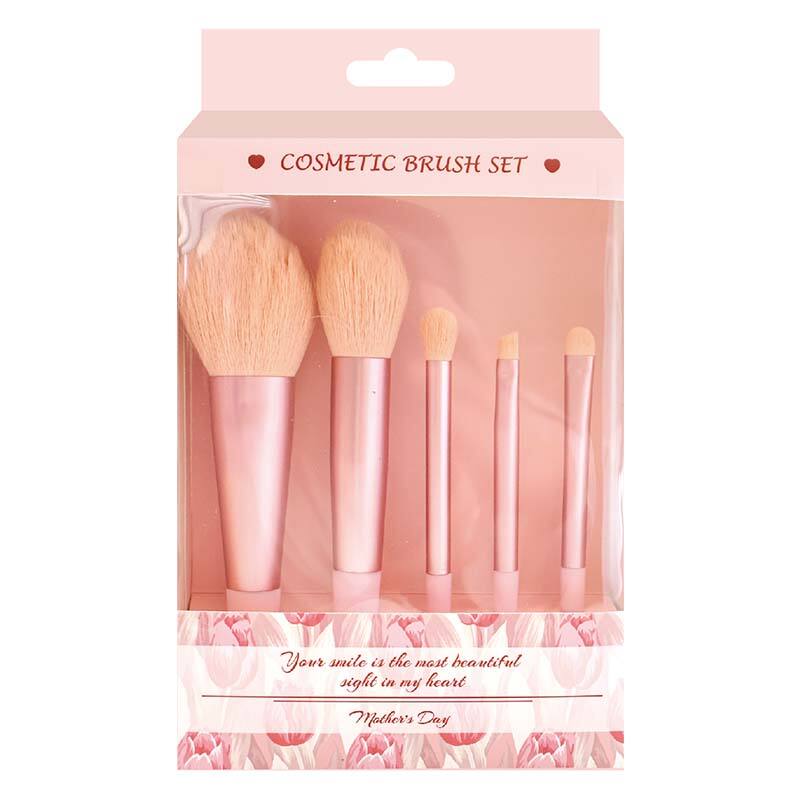 Pink Color 5 pcs Makeup Brushes Set