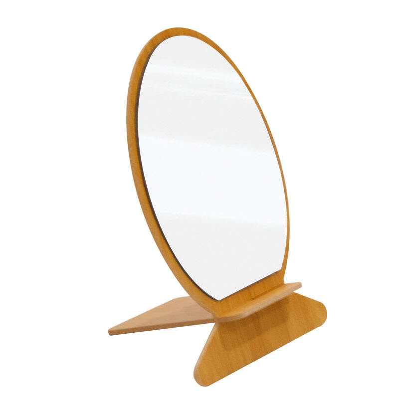 Patchwork Wooden Oval Table Mirror