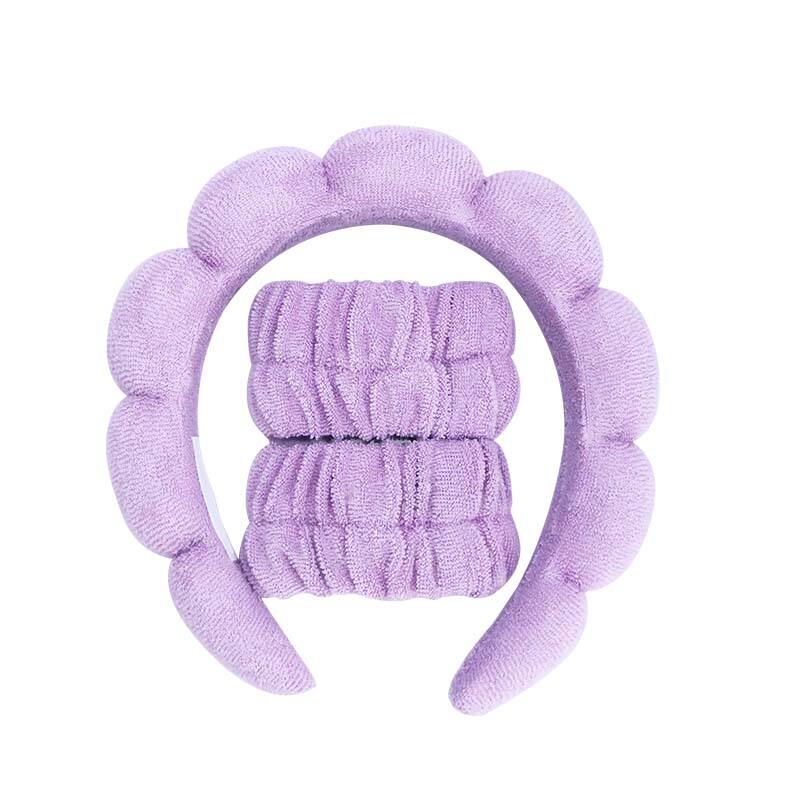  Purple Spa Headband and Wristbands Set