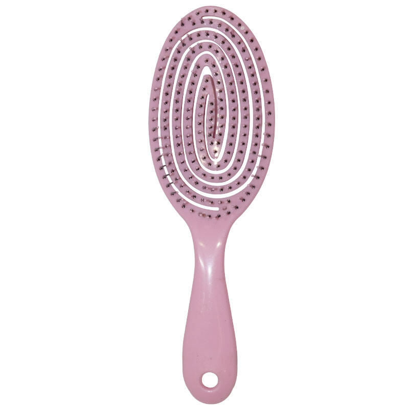 Pink Hollow Oval Hair Brush