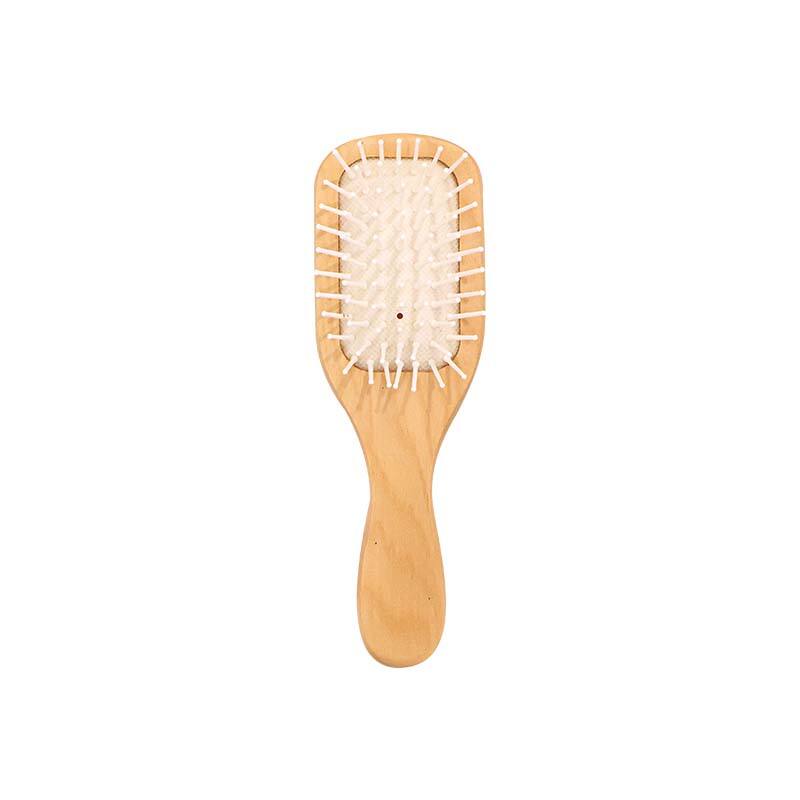 Brosse à cheveux à air avec manche rectangulaire en bois