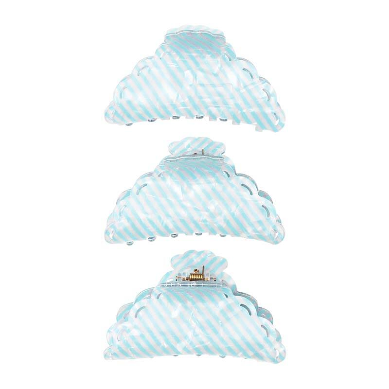 Cloud Shape Acetic Acid White Blue Stripe Hair Clip