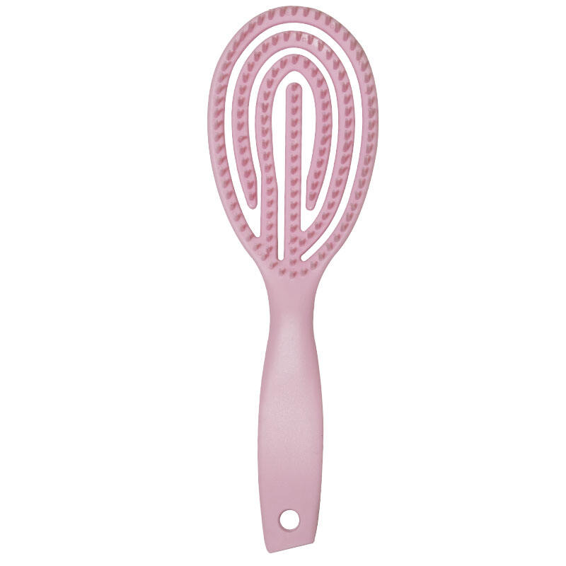 Pink Oval Hollow Hair Brush