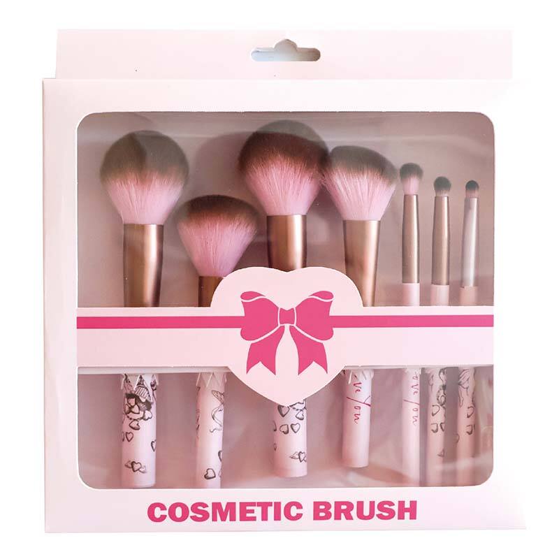 Faisean Pink 7 ríomhaire le haghaidh Scuaba Makeup Set