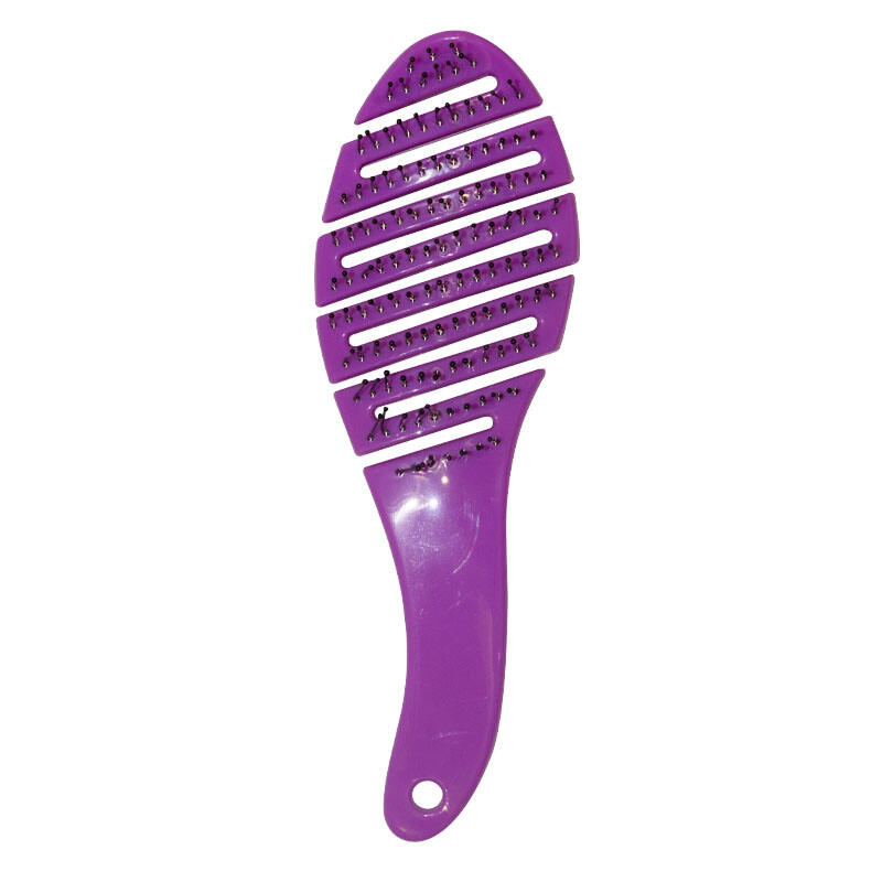 Purple Oval Slanted Hollow Hair Brush