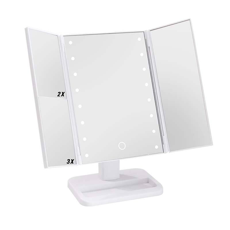 Miroir de maquillage de bureau à éclairage LED à 3 côtés