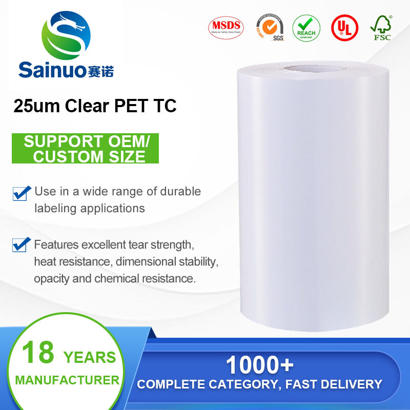 25u Clear PET TC6/Solvent/White glassine paper