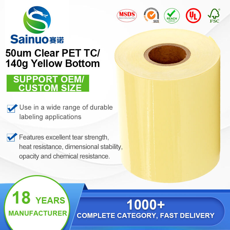 50u Clear PET TC6/ Hot-melt adhesive / 140g yellow paper