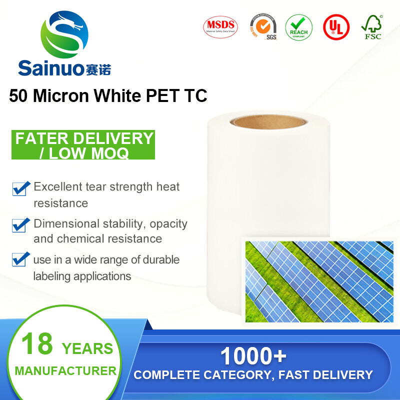 50 Micron White PET TC / Solvent adhesive / 80g White glassine