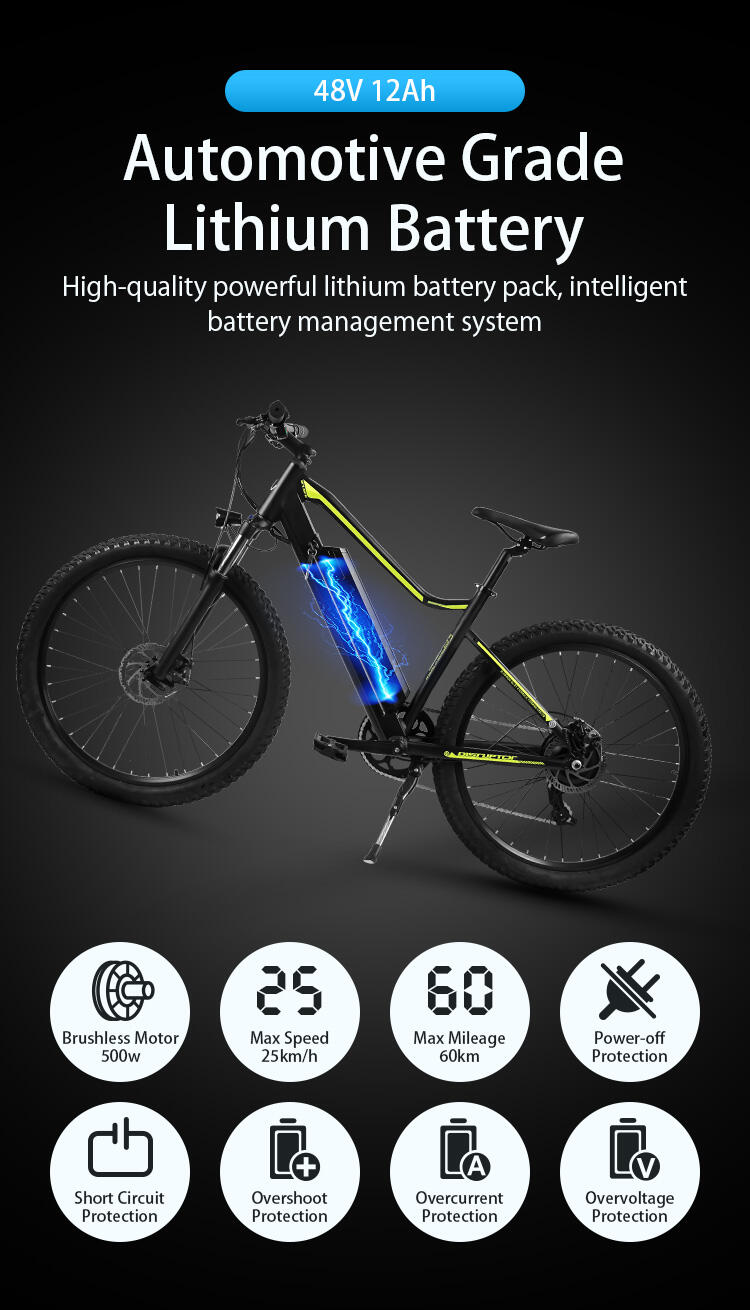 SK04 27.5 Inch 48V 500W Motor 7-Speed Mountain Electric Bike With 48V 10AH Removable Lithium-Ion Battery For Men factory