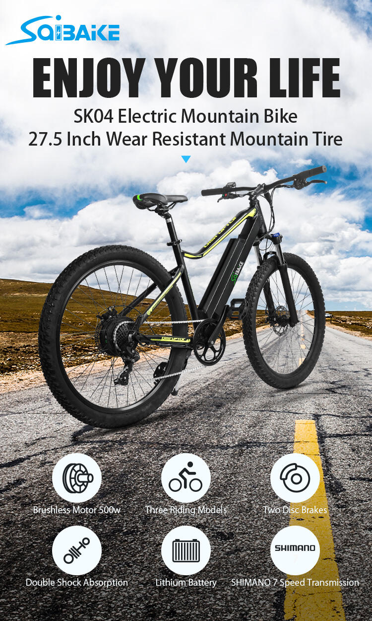 SK04 27.5 Inch 48V 500W Motor 7-Speed Mountain Electric Bike With 48V 10AH Removable Lithium-Ion Battery For Men manufacture