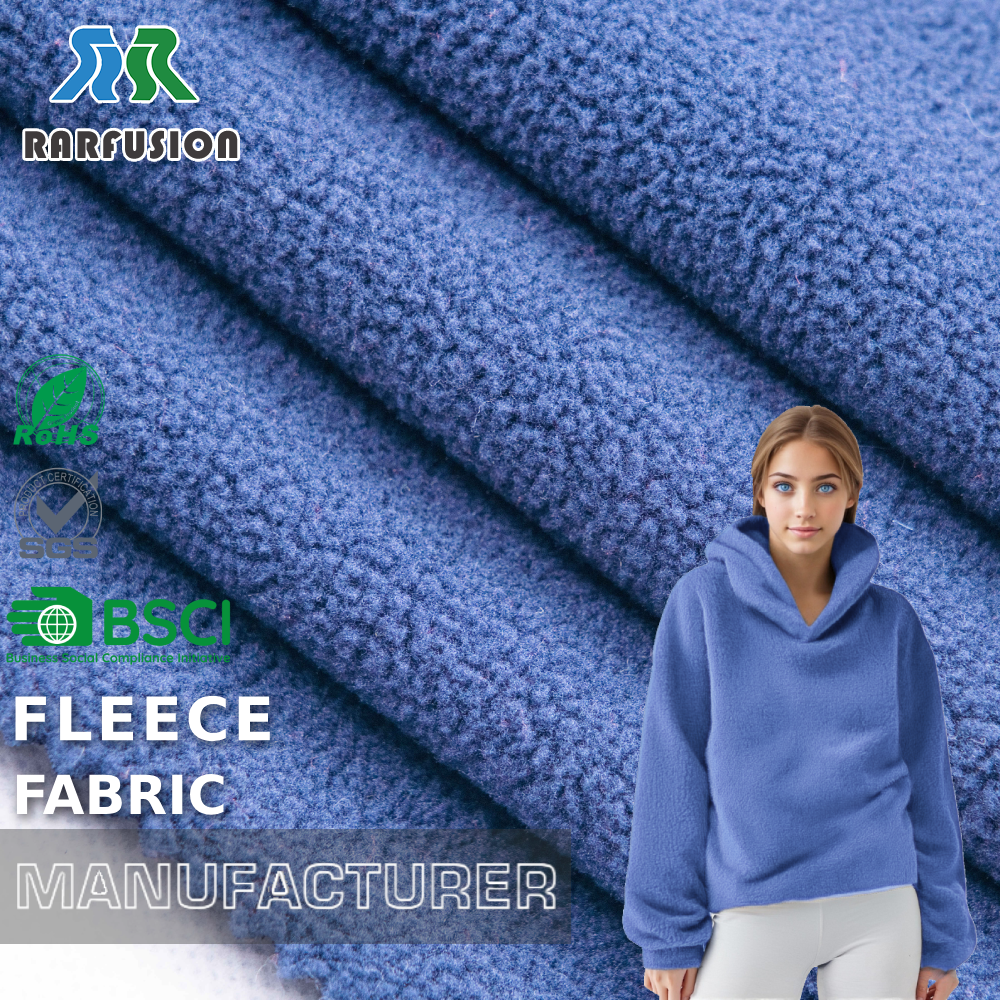 Stretchy Warm Royal Blue Single-Sided Spandex Polar Fleece Fabric for Form-Fitting Loungewear Hoodies  Activewear