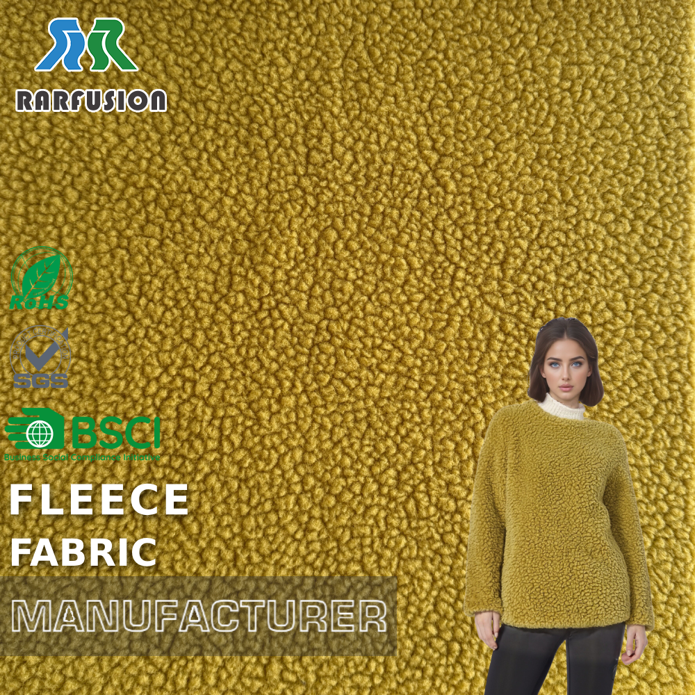 Color 100% Polyester Sherpa Fleece Fabric for Sleepwear Garment Winter Coat