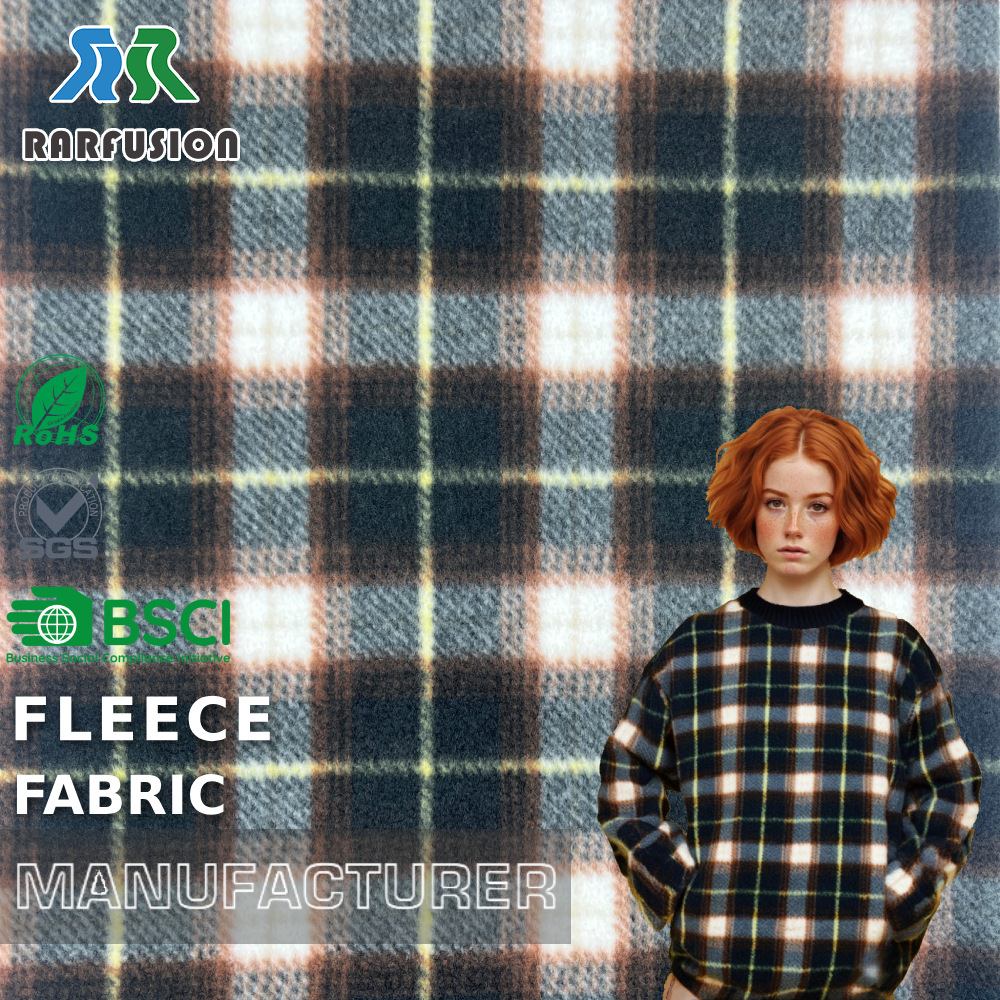 Warm Retro Classic Plaid Print Polar Fleece Fabric for Loungewear Jackets Blankets