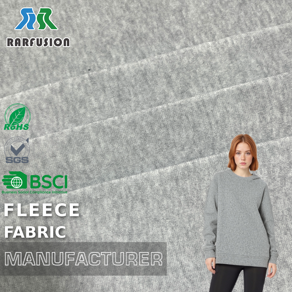 Classic Versatile 1.5# Light Heather Gray Single-Sided Fleece Fabric for Hoodies Loungewear Everyday Wear