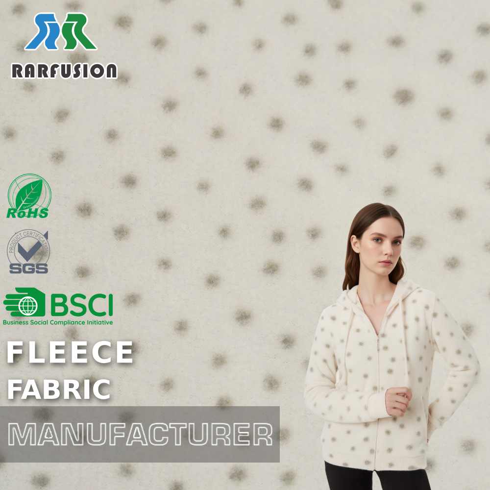 High-Quality Cloud-Like Off-White Coffee Mini Dot Print Polar Fleece Fabric for Hoodie Blanket Garment