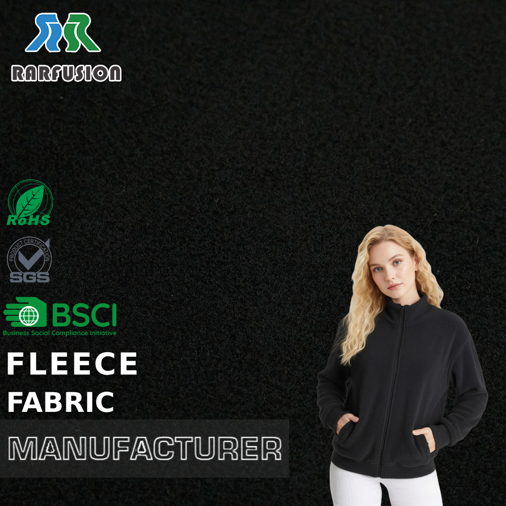 Suosittu klassinen matta musta yksivärinen polarfleece-kangas takkeihin, unisex-virkkaukseen ja perusulkovaatteisiin