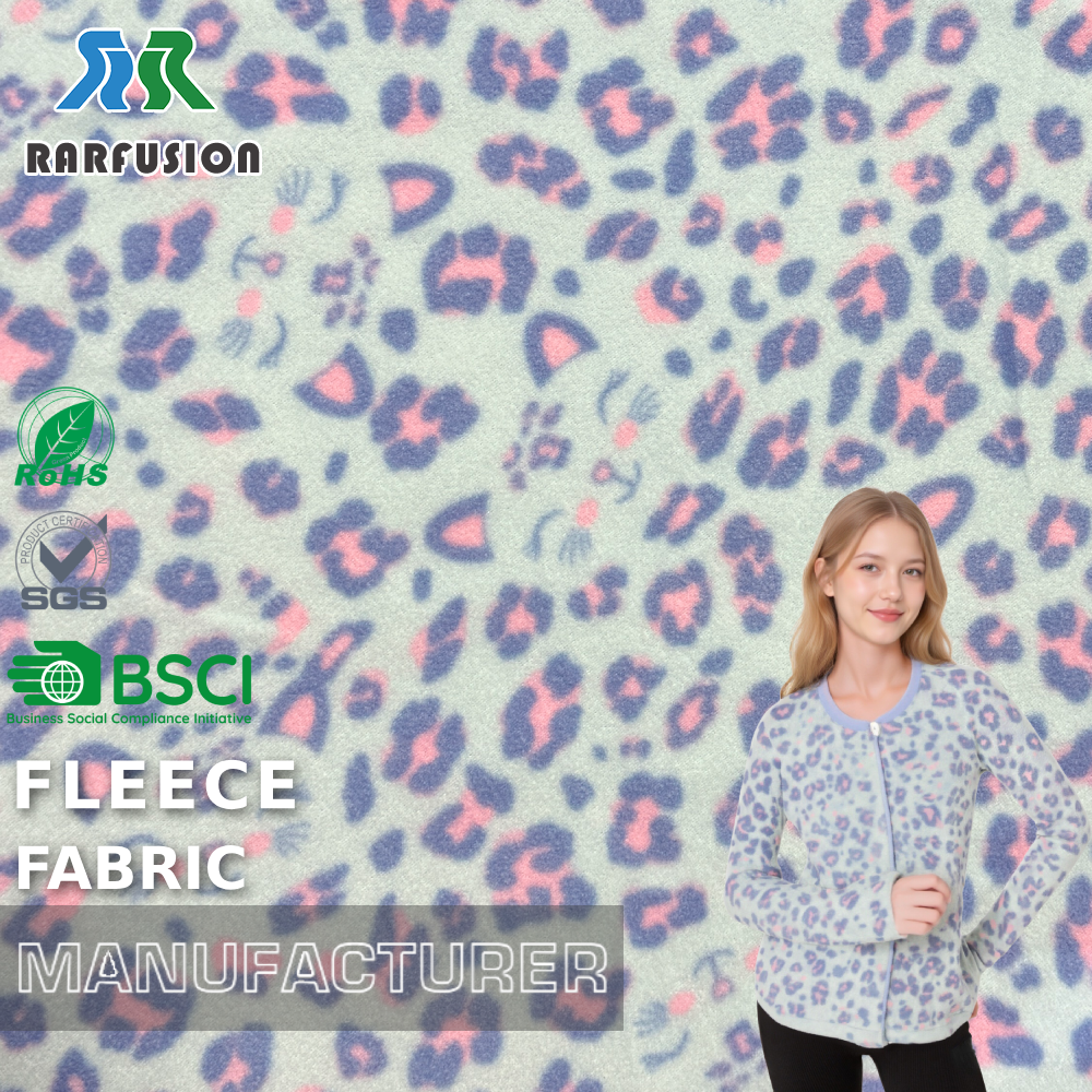 Warm Pastel Leopard Print Polar Fleece Fabric  for Loungewear Cardigans Kids Wear