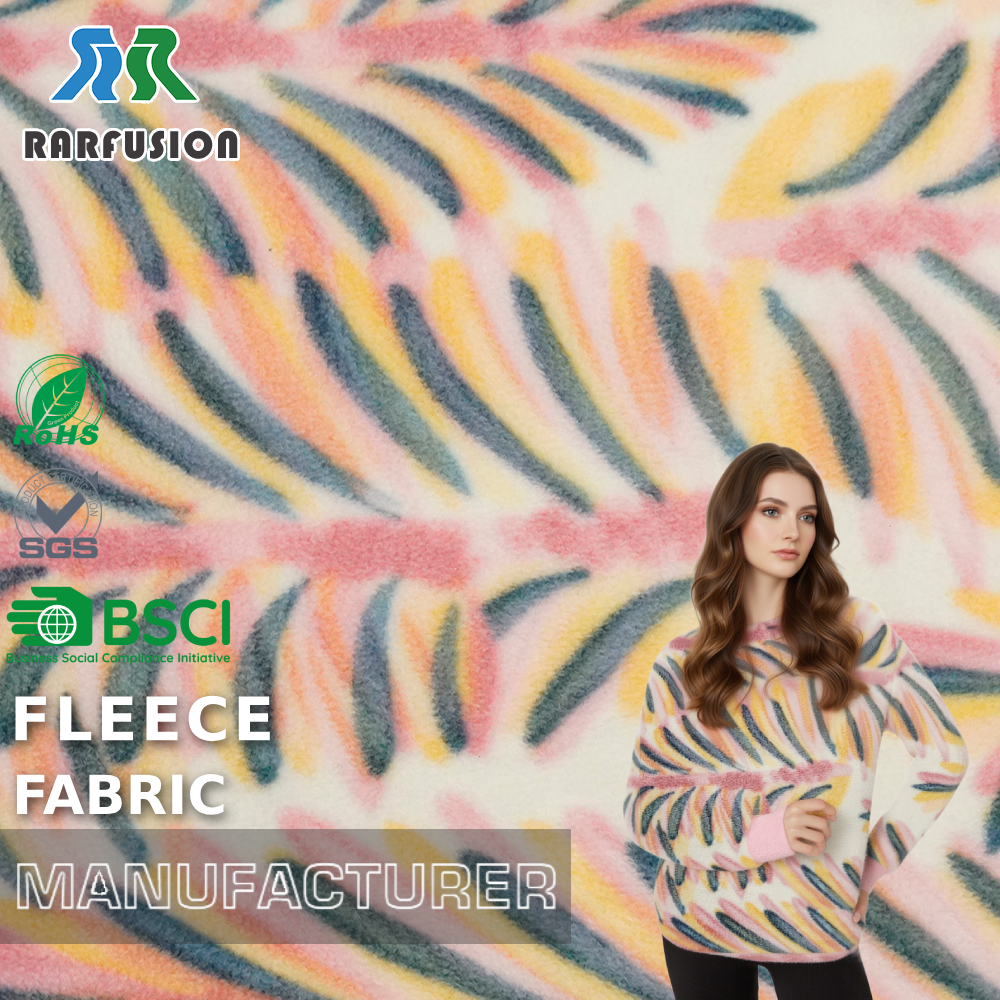  Modern Abstract Multi-Color Artistic Brush-Stroke Printed Polar Fleece for Sweaters Hoodies