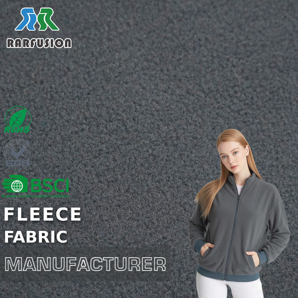 On Sale Minimalist Warm Solid Dark Grey Plain Polar Fleece Fabric for Jackets Garment Blanket