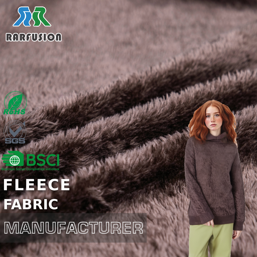 Heavyweight Plush Knit Spandex Single Side Brushed Coffee Brown Arctic Fleece for Coat Blanket Sleepwear