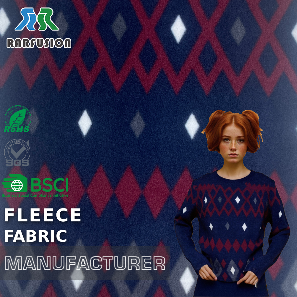 Vibrant & Cozy Nordic Argyle Print Polar Fleece Fabric for Loungewear Sweaters Kids Wear