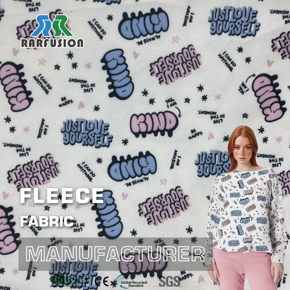 Fun Inspirational Graffiti Print Single-Sided Fleece Fabric for Loungewear Hoodies Kids Wear