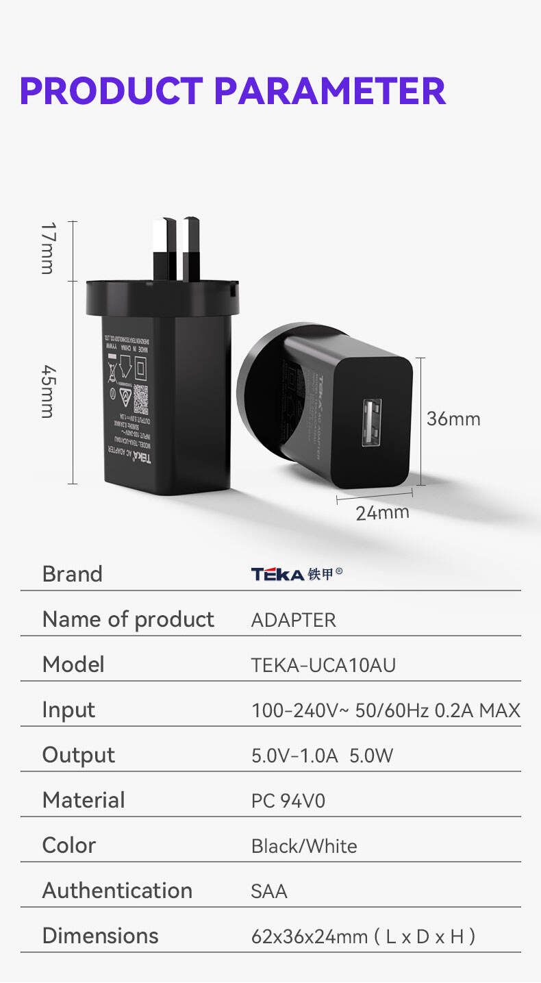 5V1A USB 5V1A-AU Diversified Fast Charger details